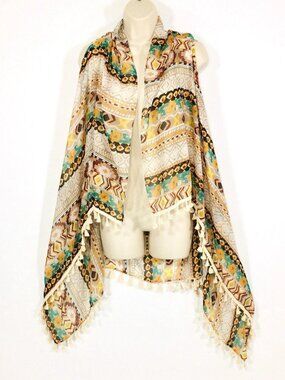 Lavello Convertible Chiffon CoverUp Scarf Vest Open Front Layer Southwest Boho